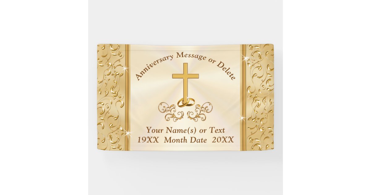 Gold Christian 50th Anniversary Banner Personalize | Zazzle.com