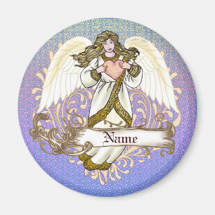 Gold Christian Angel Heart magnet