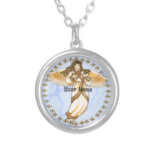 Gold Christian Angel  Silver Plated Necklace