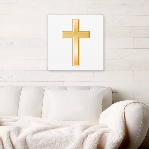 Gold Christian Cross Canvas Art