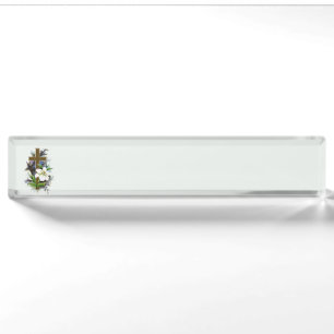 Gold Christian Cross Desk Name Plate