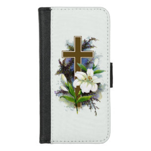Gold Christian Cross iPhone 8/7 Wallet Case