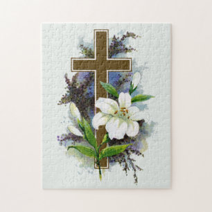 Gold Christian Cross Jigsaw Puzzle