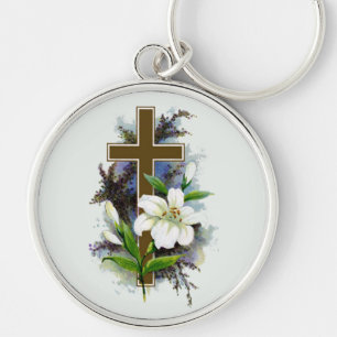 Gold Christian Cross Keychain
