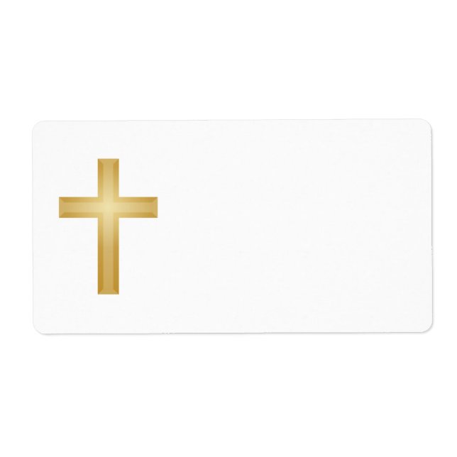 Gold Christian Cross Label (Front)