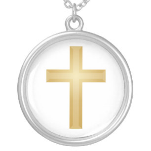 Gold Christian Cross Silver Plated Necklace