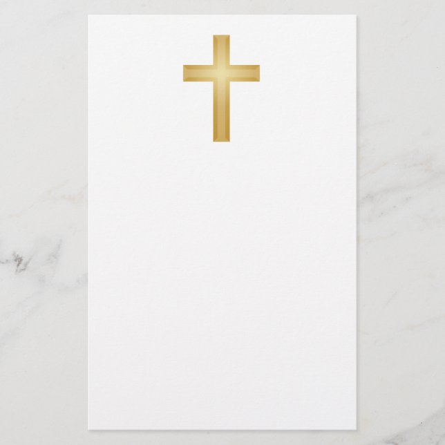 Gold Christian Cross Stationery (Front)