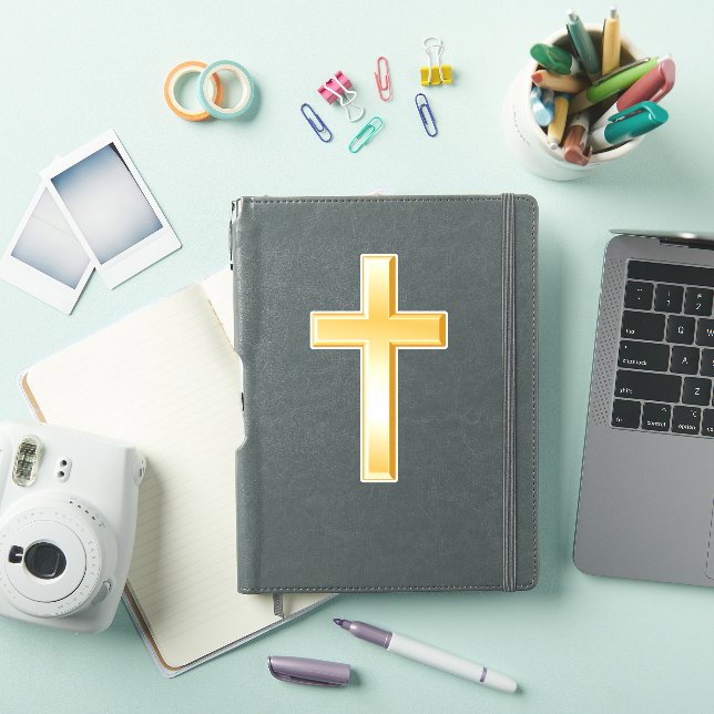  Gold Christian Cross Vinyl Custom Cut Stickers (iPad Cover)