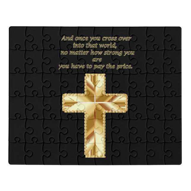 Gold Christian Crucifix Cross with funny saying Jigsaw Puzzle (Puzzle Horizontal)