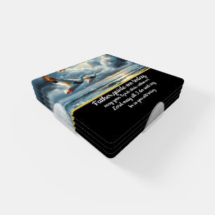 Gold Christian Faith cross with ducks Coaster Set