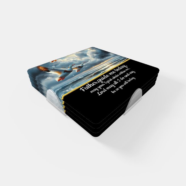 Gold Christian Faith cross with ducks  Coaster Set (Set)