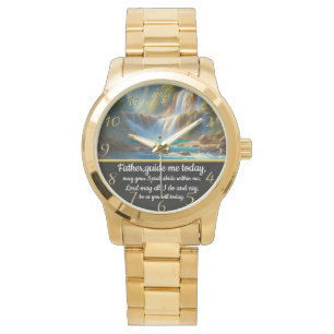 Gold Christian Faith cross with Father,guide me   Watch