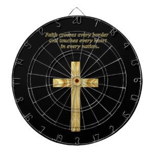 Gold Christian Faith cross with funny saying Dart Board
