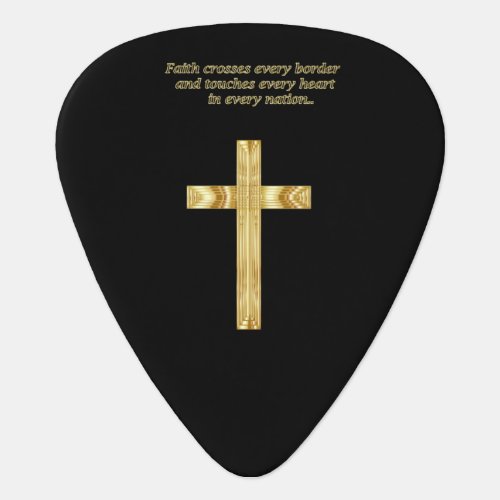 Gold Christian Faith cross with funny saying Guitar Pick