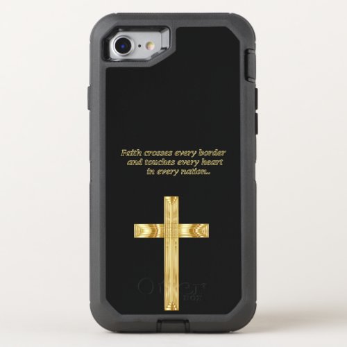 Gold Christian Faith cross with funny saying OtterBox Defender iPhone SE87 Case