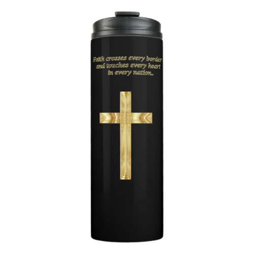 Gold Christian Faith cross with funny saying Thermal Tumbler