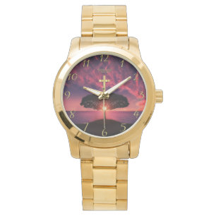 Gold Christian Faith cross with funny saying  Watch
