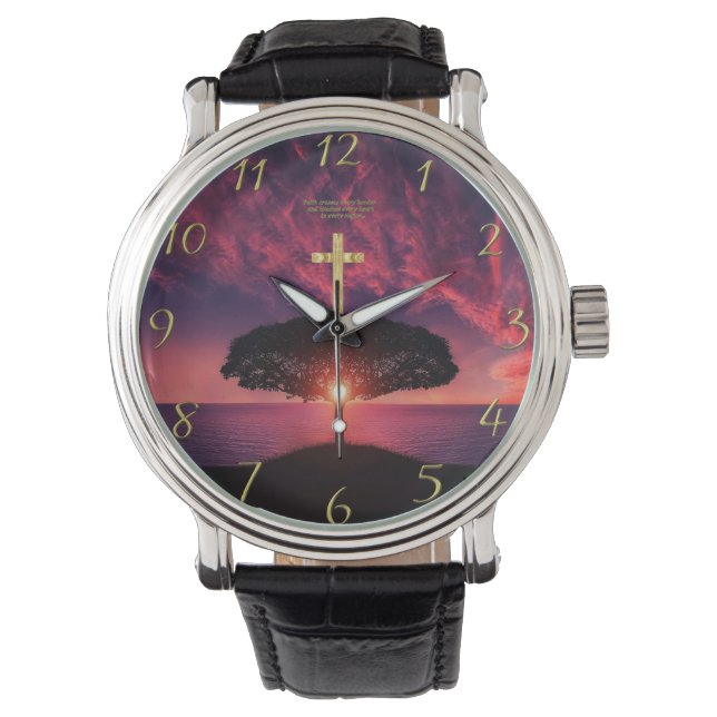 Gold Christian Faith cross with funny saying  Watch (Front)