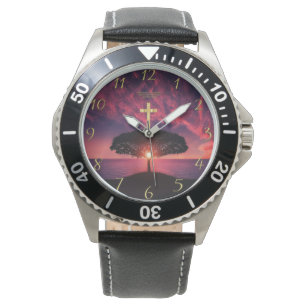 Gold Christian Faith cross with funny saying  Watch