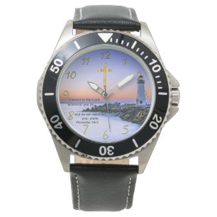 Gold Christian Faith cross with Where I go today, Watch