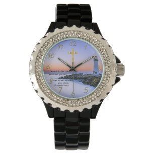 Gold Christian Faith cross with Where I go today,  Watch
