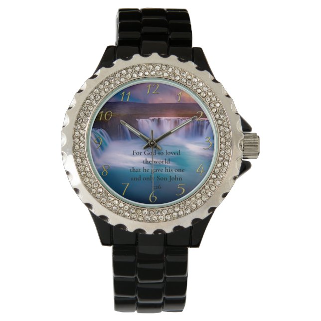 Gold Christian Faith Prayer  John 3:16  Watch (Front)