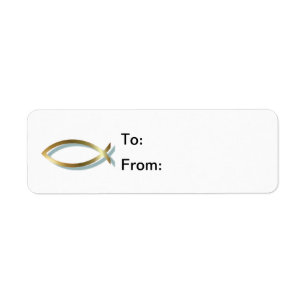 Gold Christian Fish Gift Tags
