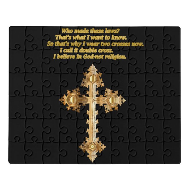 Gold Christian Fun cross with funny saying Jigsaw Puzzle (Puzzle Horizontal)