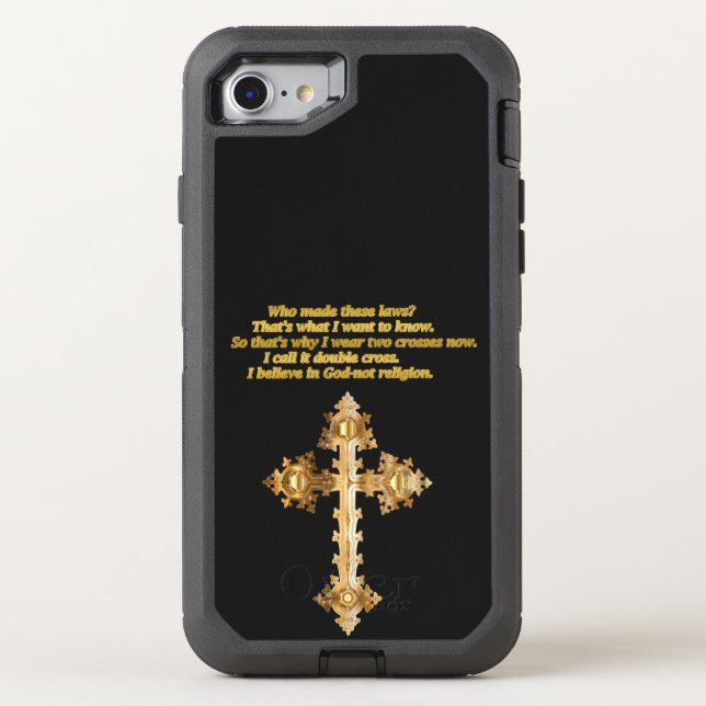 Gold Christian Fun cross with funny saying Otterbox iPhone Case (Back)