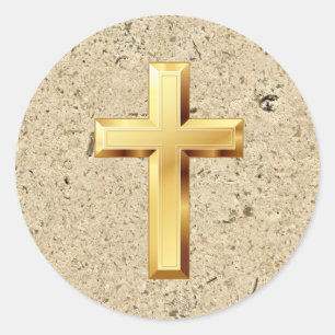 Gold Christian Holy Cross Texture Pattern Sticker