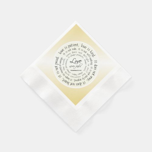 Gold Christian Love is Patient Wedding Napkins