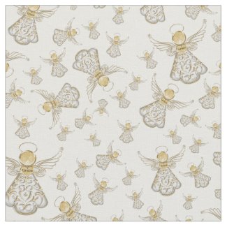 Gold Christmas Angel of Grace Seamless Pattern Fabric