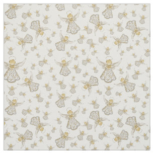 Gold Christmas Angel of Grace Seamless Pattern Fabric