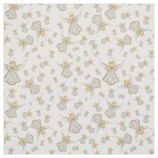 Gold Christmas Angel of Grace Seamless Pattern Fabric