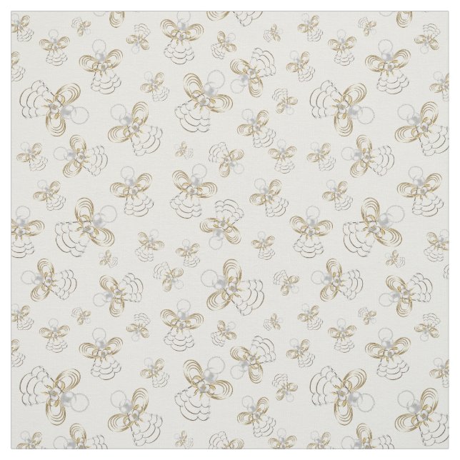 Gold Christmas Angel of Joy Seamless Pattern Fabric (Swatch)