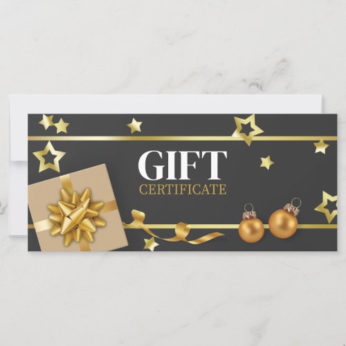 Gold Christmas Ball Classy Stars Ribbon Gift Card