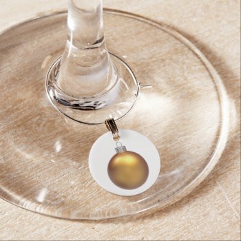 Gold Christmas Ball Holiday Wine Charm by HolidayCreations at Zazzle