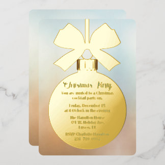 Gold Christmas Ball Ornament Holiday Foil Invitation