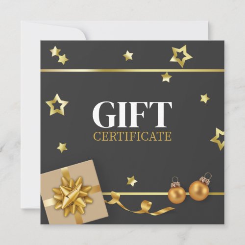 Gold Christmas Ball Stars Ribbon Classy Gift Card