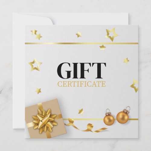 Gold Christmas Ball Stars Ribbon Luxury Gift Card