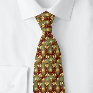 Gold Christmas Balls & Bells Neck Tie