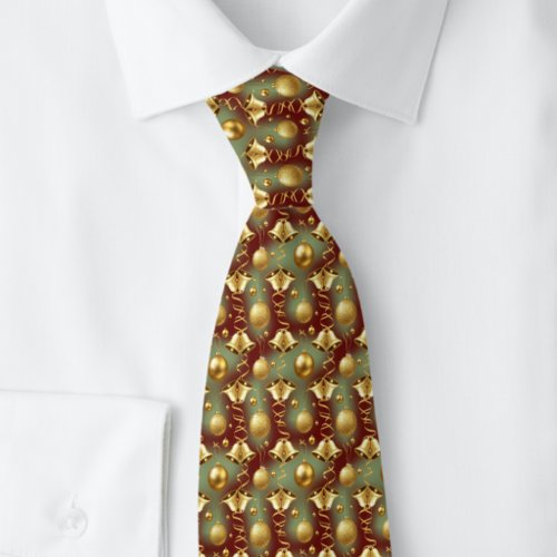 Gold Christmas Balls & Bells Neck Tie