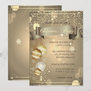 Gold,Christmas Balls Company Christmas Party Invitation