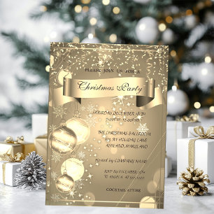 Gold,Christmas Balls  Company Christmas Party Invitation