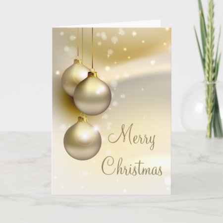 Gold Christmas Balls On Gold Holiday Card
