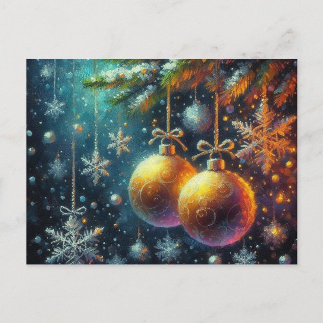 Gold Christmas Balls Postcard (Front)