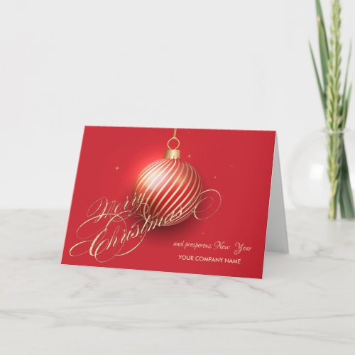 Gold Christmas BallsRed Company Greeting Holiday Card
