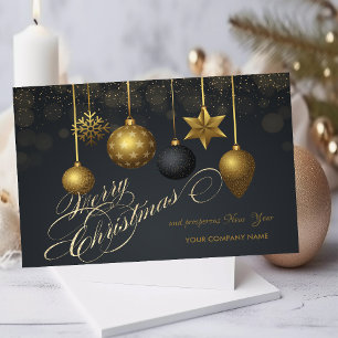 Gold Christmas Balls,Snowflake Dark Company  Holiday Card