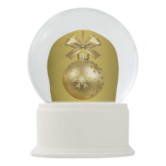 Gold Christmas Bauble Tree Decoration Snowflake Snow Globe