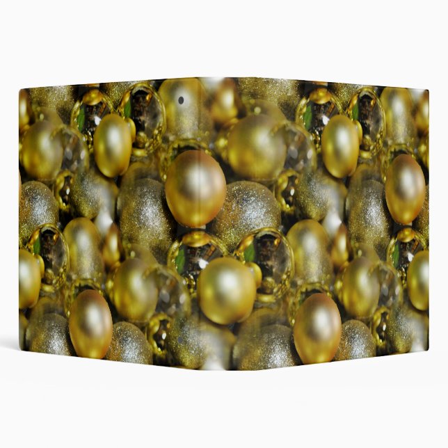 Gold Christmas Baubles 3 Ring Binder (Background)